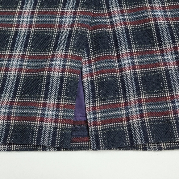 Charter Club Women's 12/14 Vintage 100% Wool Classic Retro Navy Plaid Skirt Suit - Picture 14 of 16